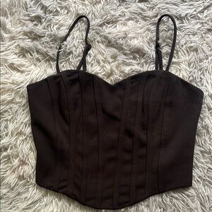 Black Sleeveless Cropped Bustier Top